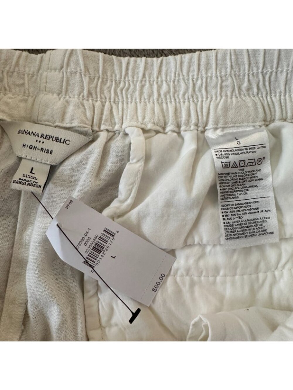 NWT Banana Republic Factory 2026 White Linen Blend Shorts Women's LARGE - Picture 2 of 8